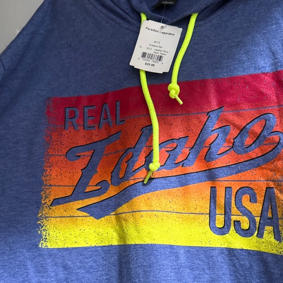 NWT UNISEX Soft Blue Idaho USA Hoodie - Picture 3 of 4